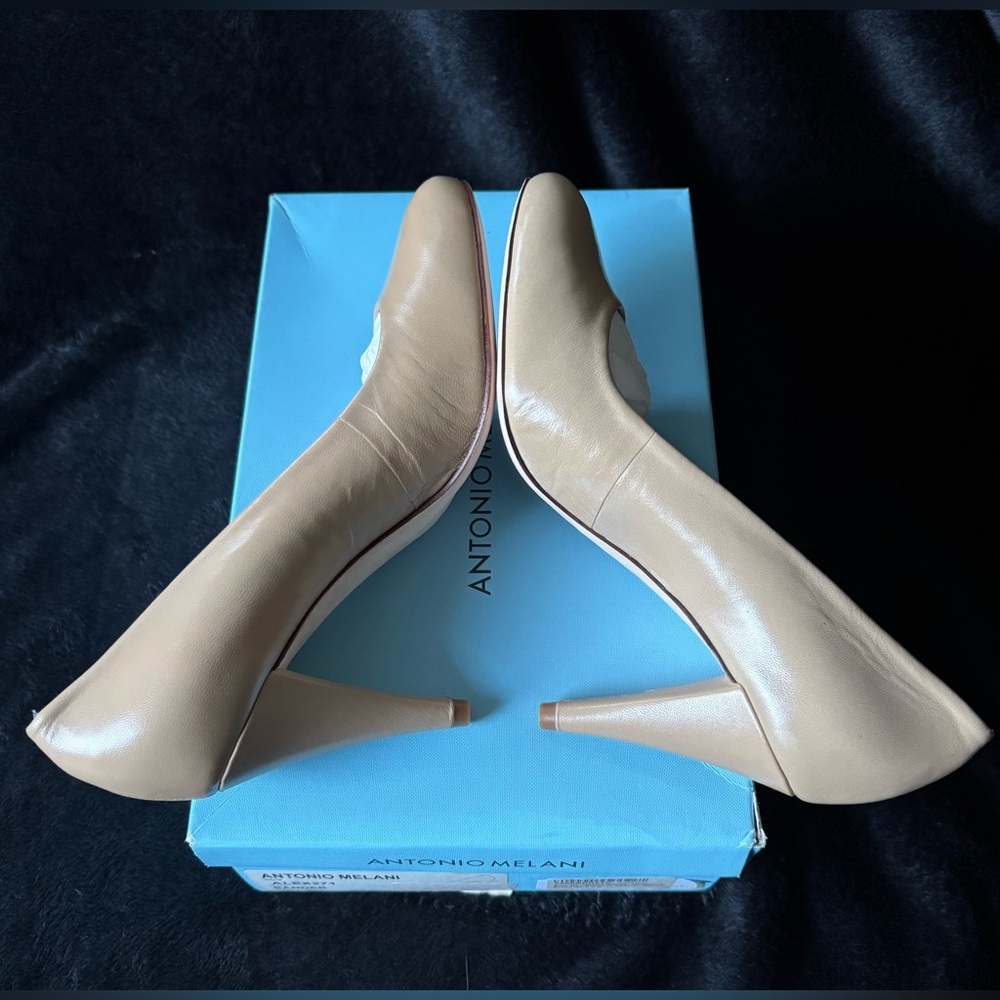 ANTONIO MELANI Alex Pumps Size 7.5 Sander Nude Beige Leather Heels NIB - Picture 4 of 8